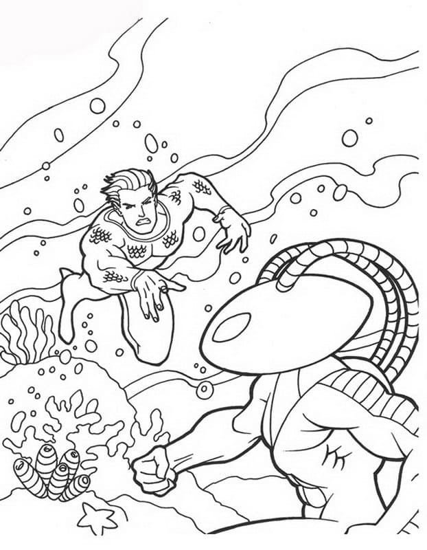 Aquaman vs Manta da colorare