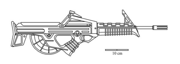 Armi del futuro vista laterale da colorare