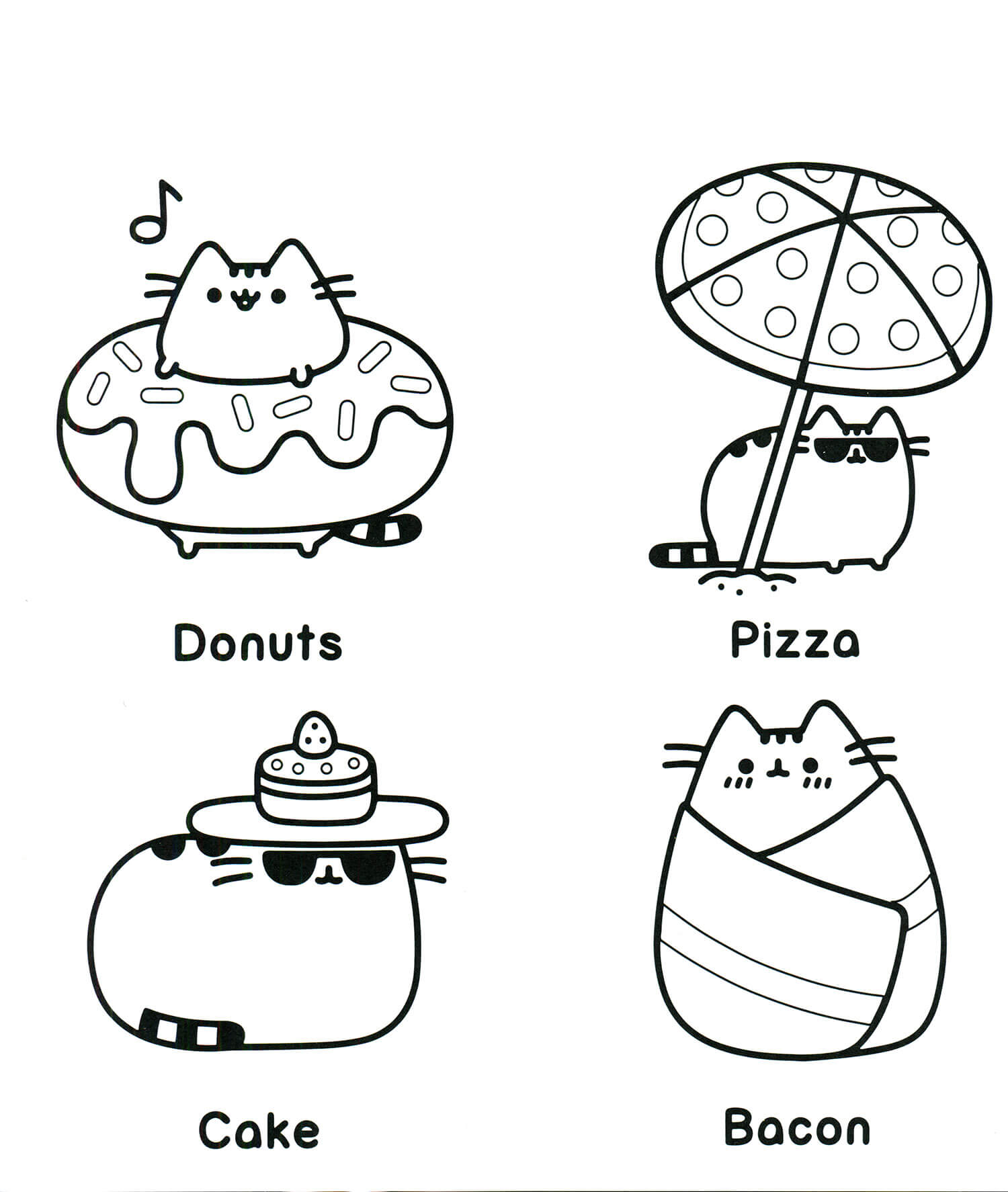 Articoli essenziali per la spiaggia di Pusheen da colorare