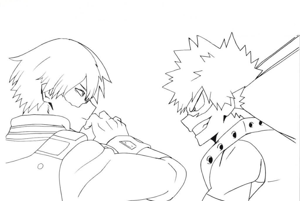 Bakugo contro Todoroki da colorare