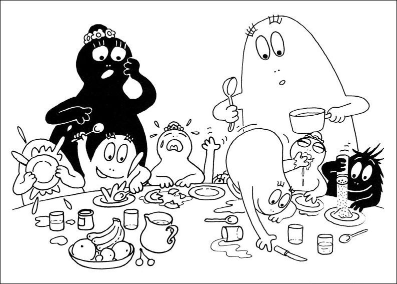 Barbapapà mangia da colorare