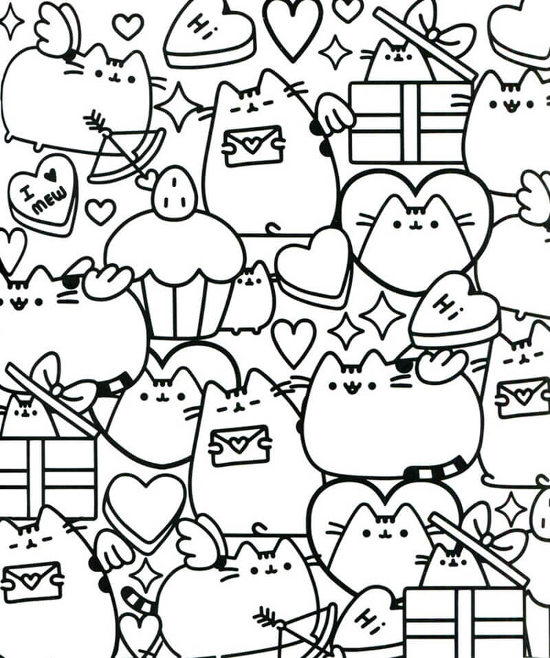 Bella immagine di Pusheen da colorare