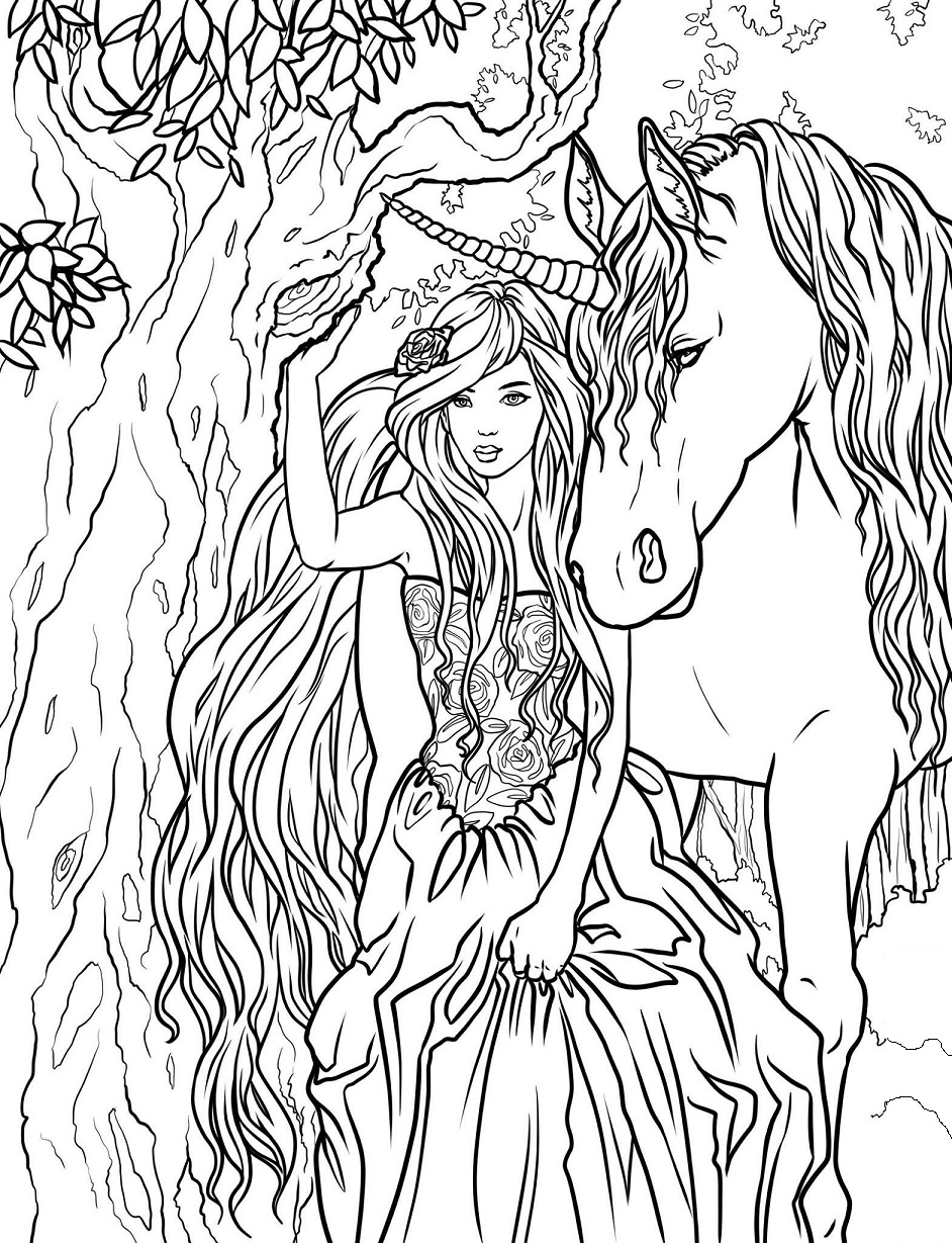 Bella Signora e Bella Signora e Unicorno da colorare