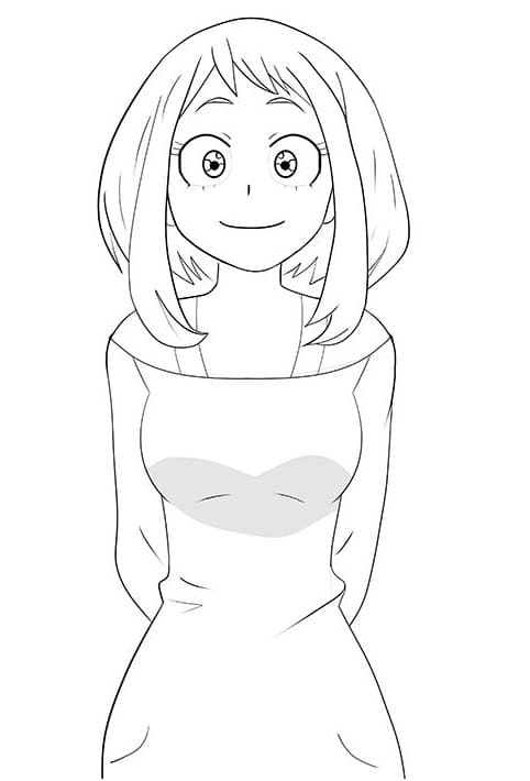 Bellissima Uraraka da colorare