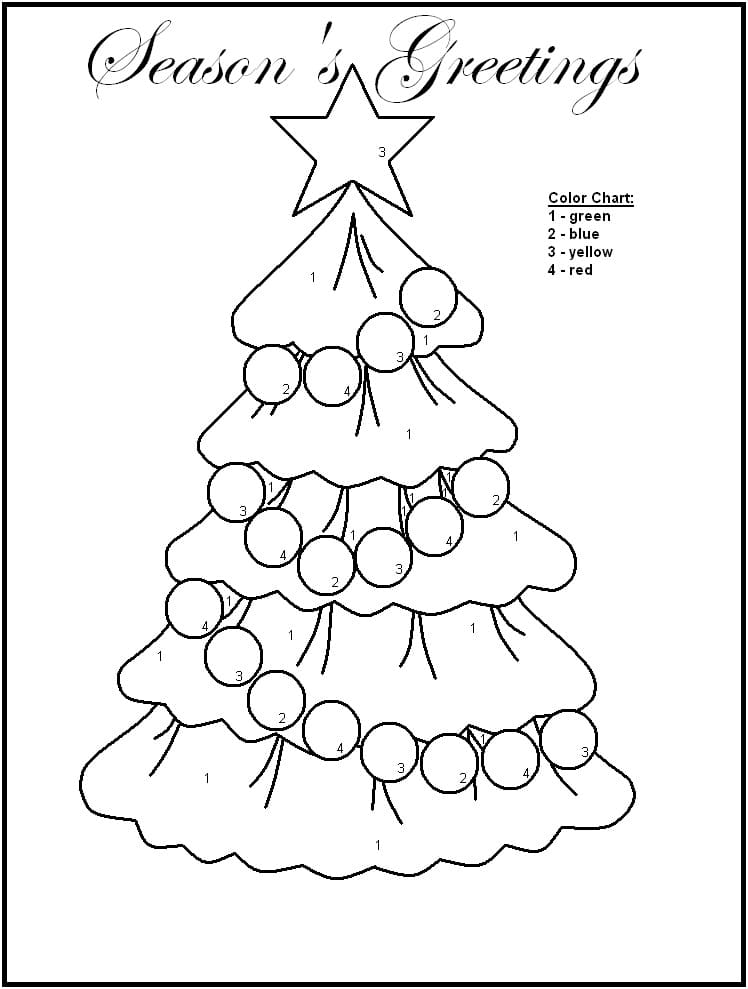 Bellissimo Albero di Natale Colora per Numero da colorare