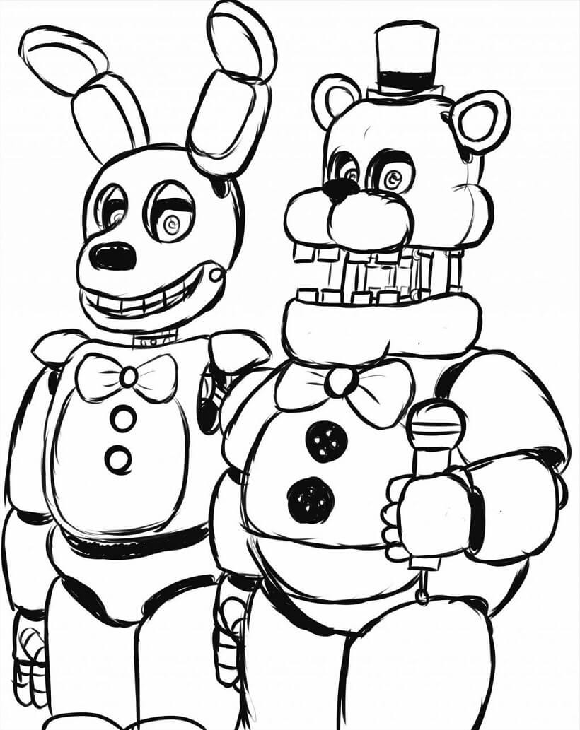 Bonnie e Freddy 5 Nights at Freddy's da colorare
