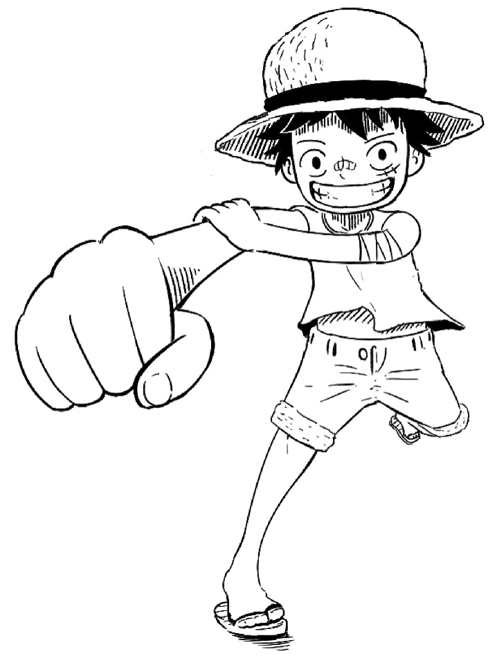 Buffo Chibi Luffy da colorare