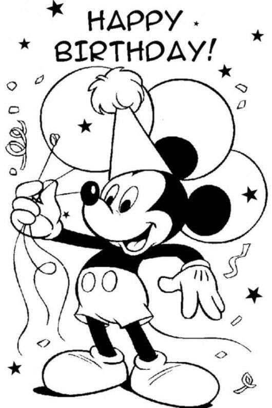 Buon Compleanno con Topolino da colorare