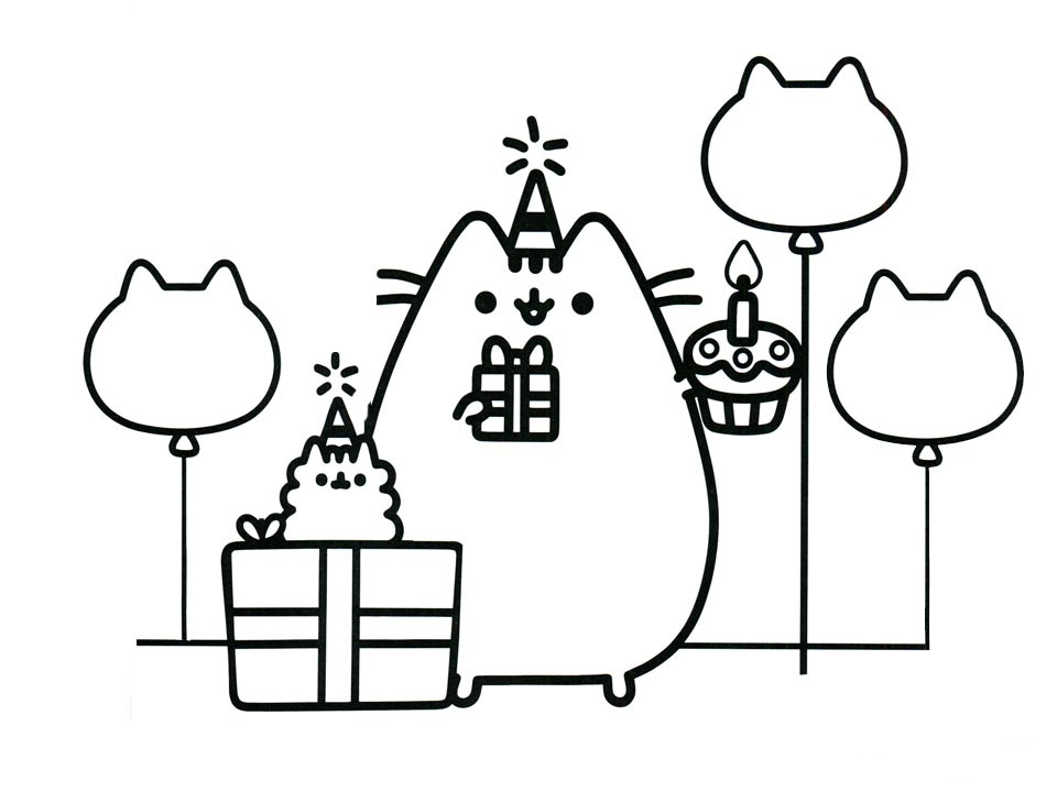 Buon compleanno Pusheen da colorare