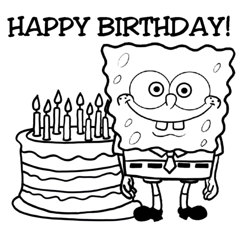 Buon compleanno SpongeBob da colorare