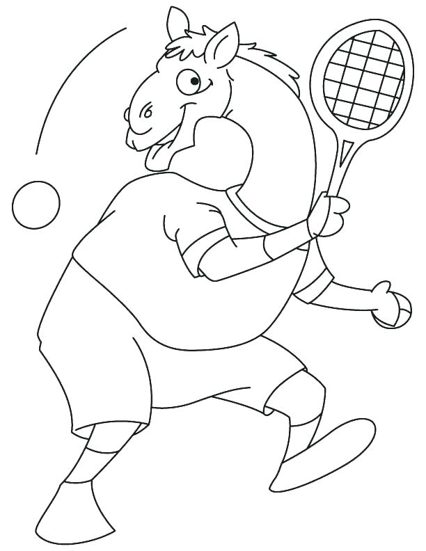 Cammello che gioca a tennis da colorare