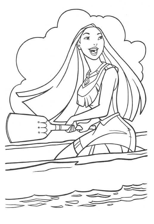 Canottaggio di Pocahontas da colorare