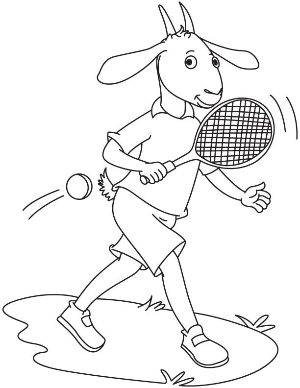 Capra che gioca a tennis da colorare