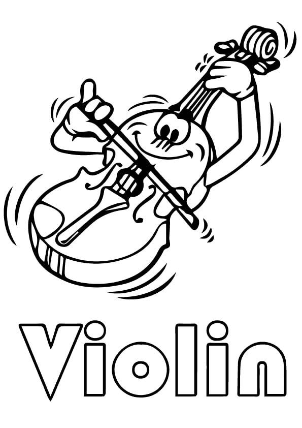 Cartone Animato di Violino da colorare