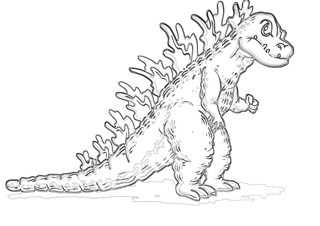 Cartone animato Godzilla carino arrabbiato da colorare