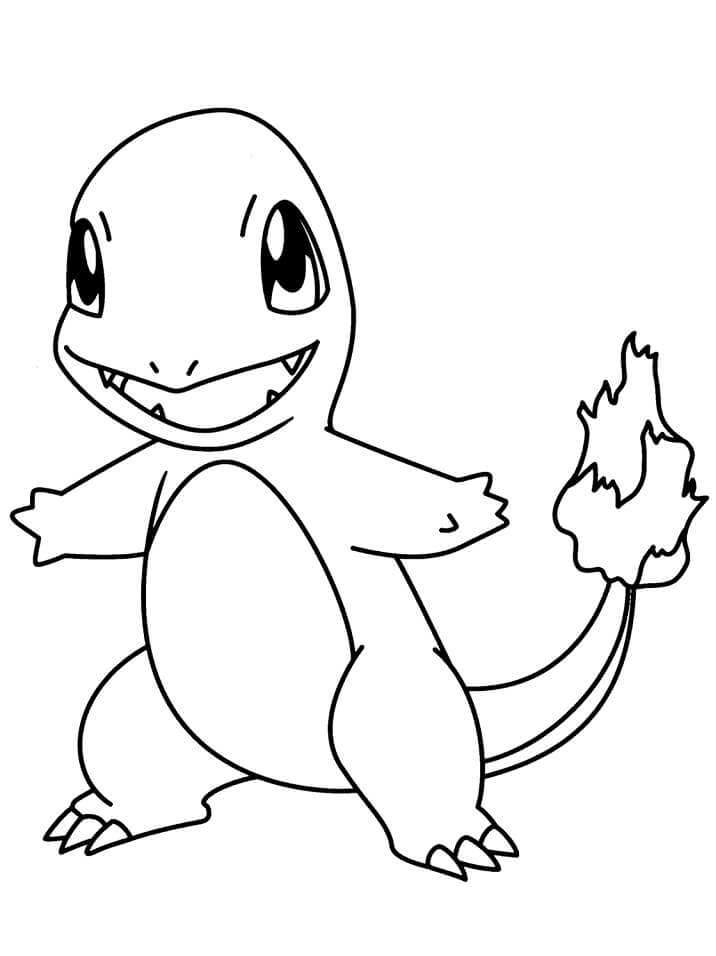 Charmander che sorride da colorare