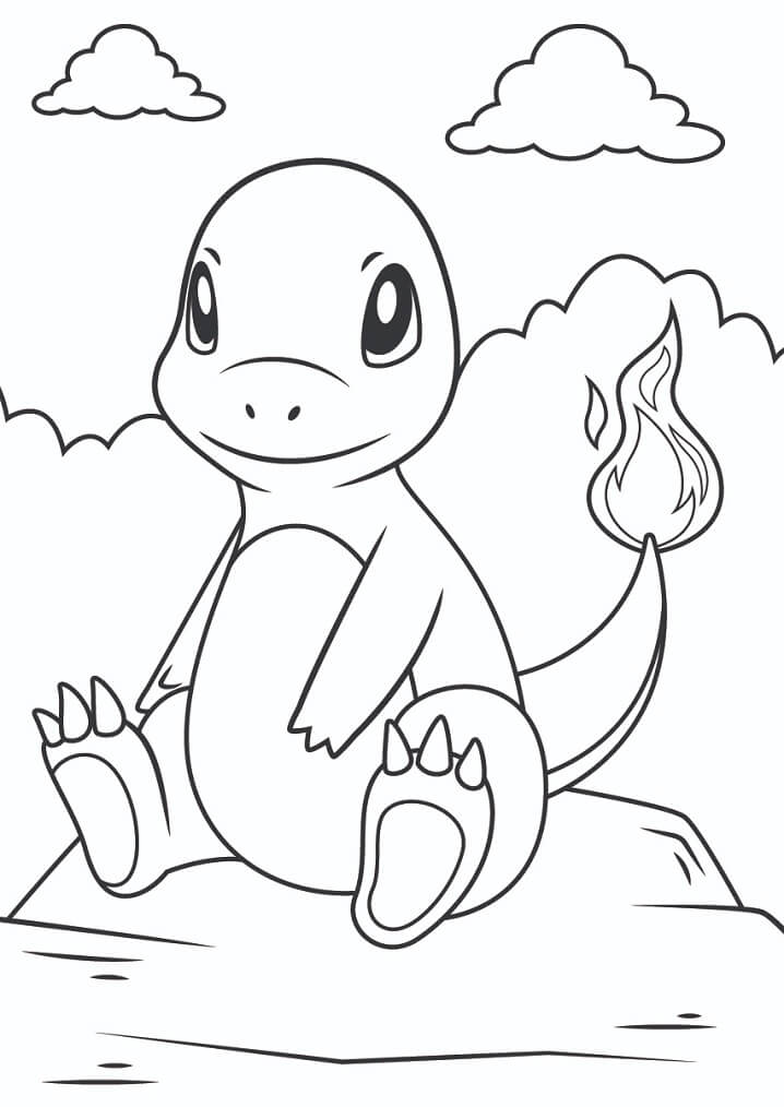 Charmander è seduto da colorare