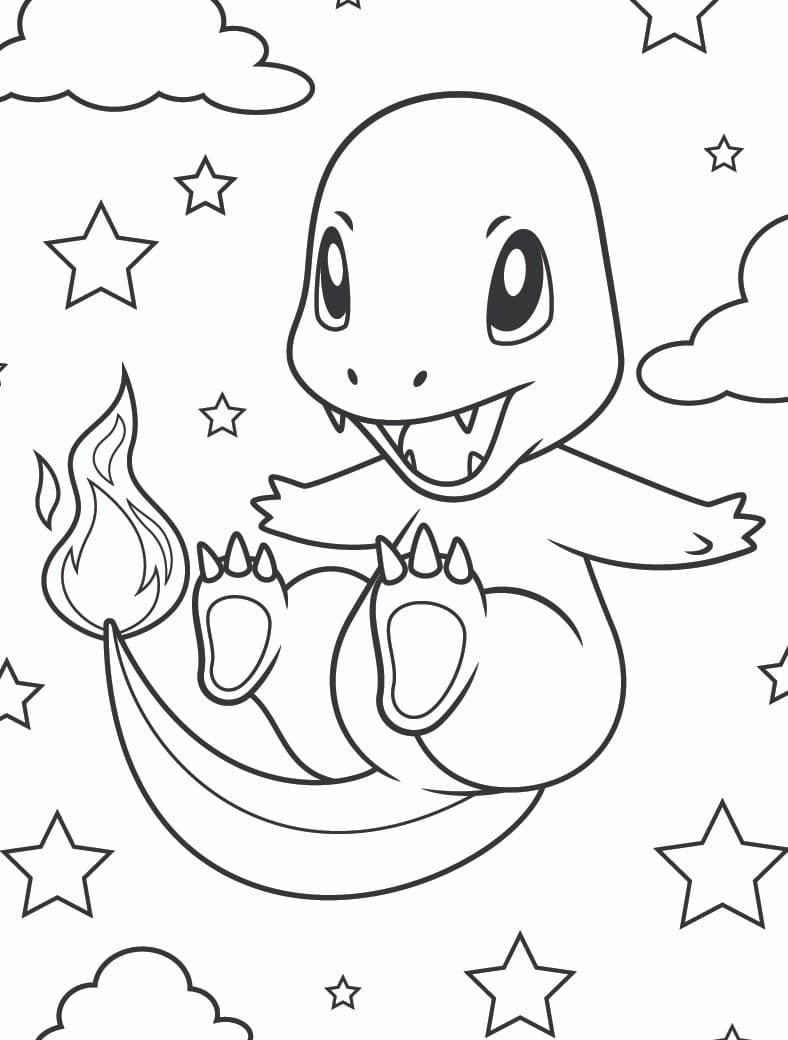 Charmander e stelle da colorare