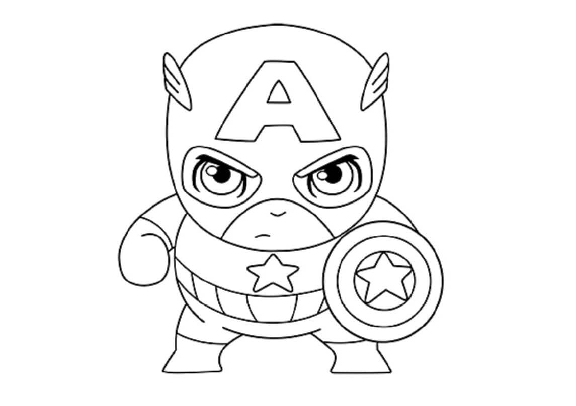 Chibi béo Captain America da colorare