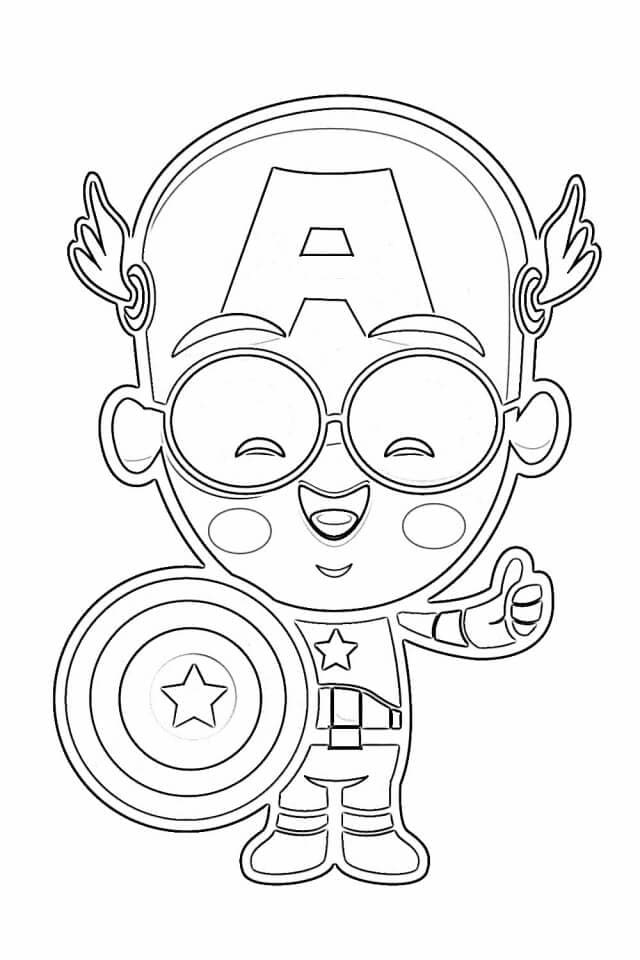 Chibi divertente Capitan America da colorare