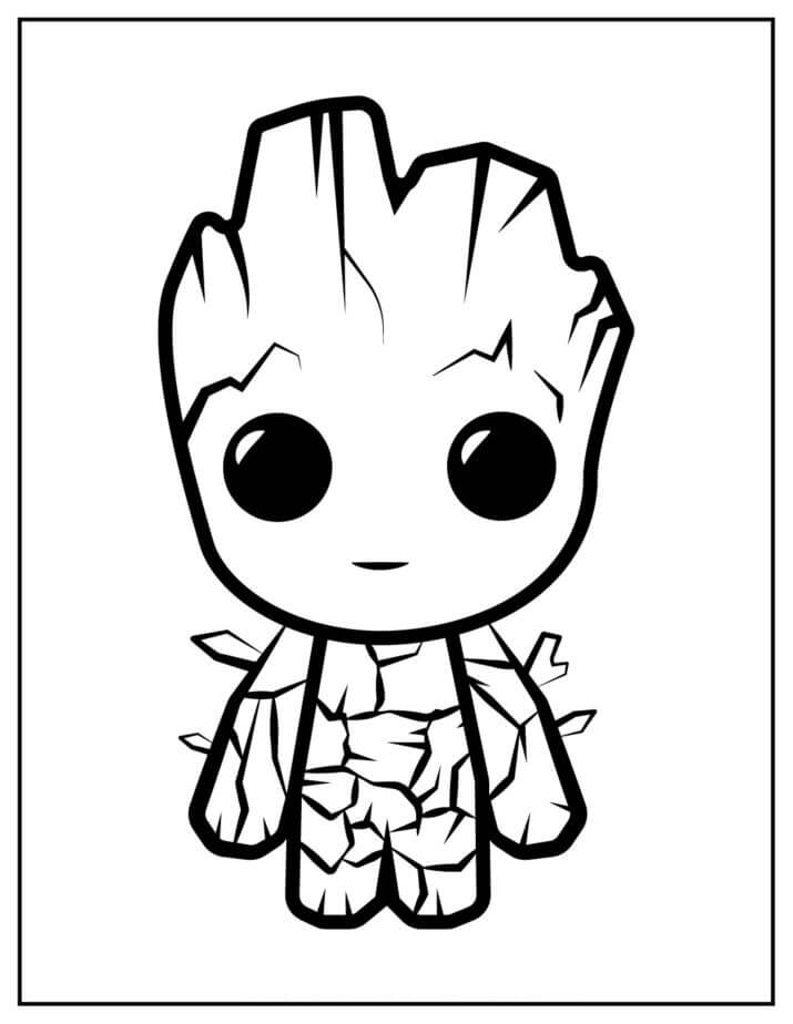 Chibi Groot Sorridente da colorare