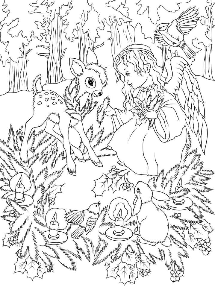 Christmas Angel with Animals 