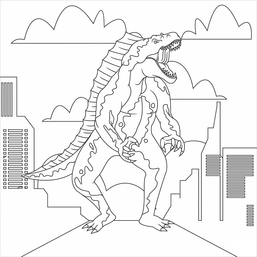Città di Godzilla da colorare