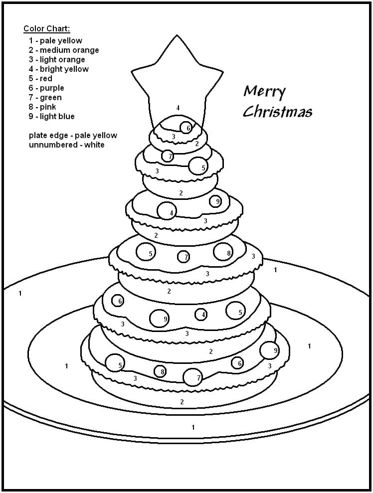 Colora la Torta di Natale per Numero da colorare