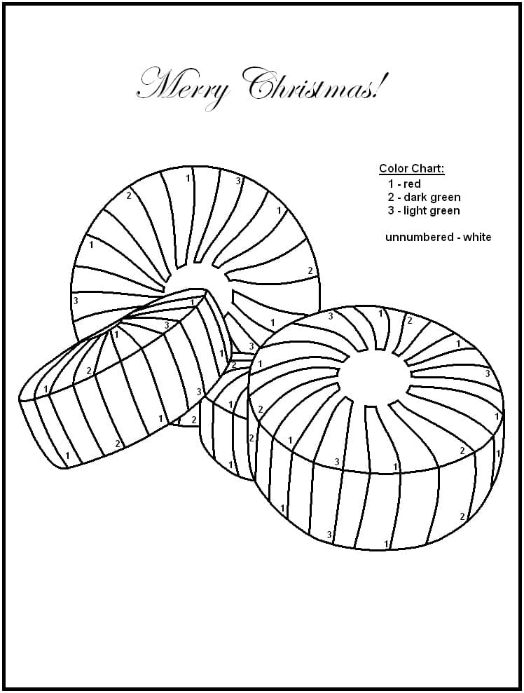 Colora le Caramelle di Natale per Numero da colorare