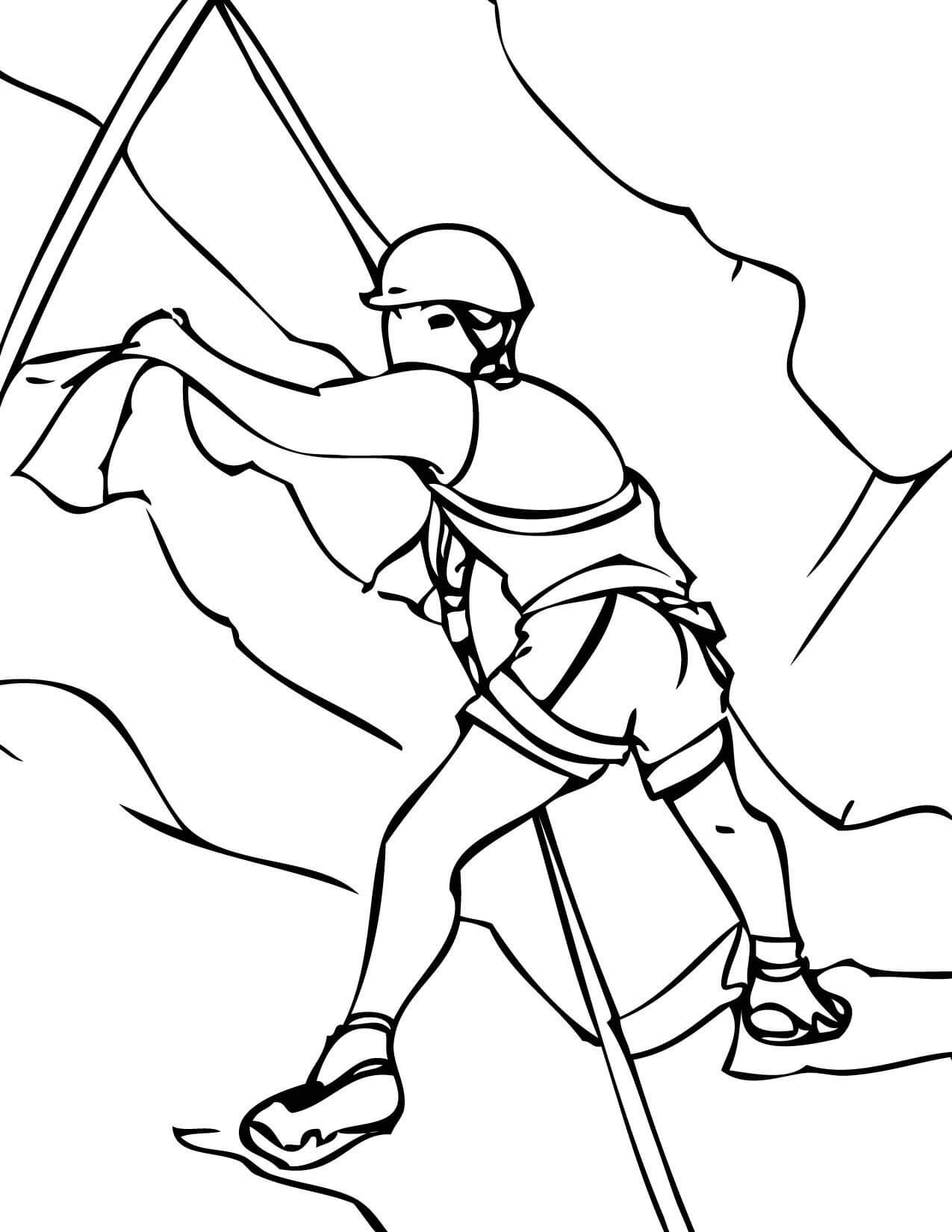 Contorno di Montagna Arrampicata Uomo da colorare