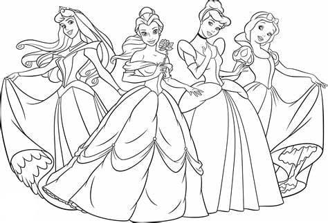 Contorno stampabile delle principesse Disney da colorare