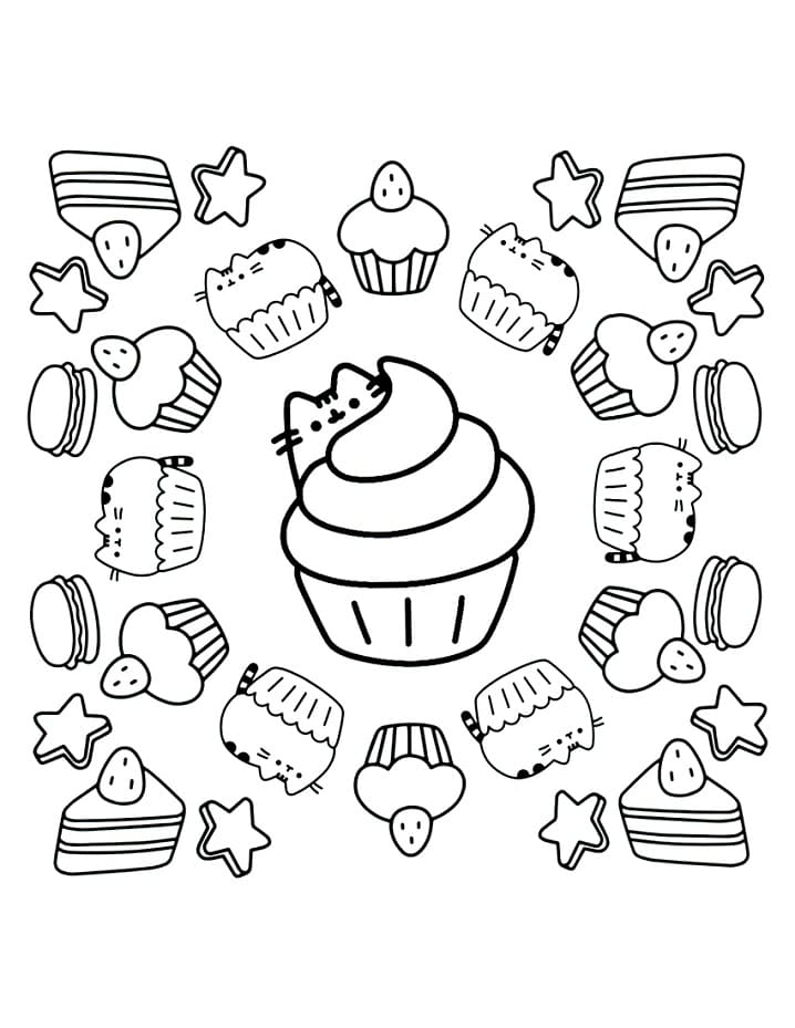 Cupcake di Pusheen da colorare