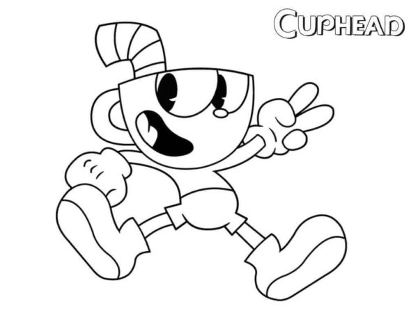 Cuphead con una ciotola invece di una testa da colorare