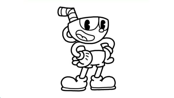 Cuphead spaventato da colorare