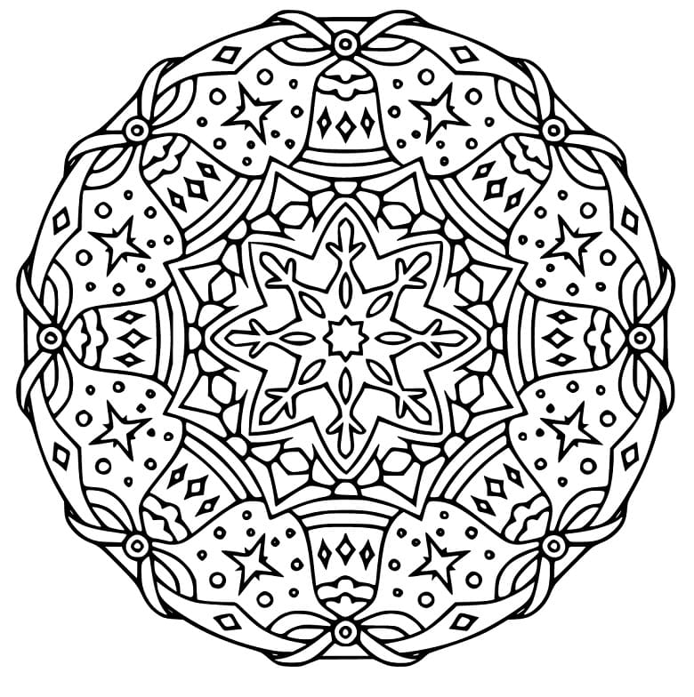 Design Gratuito di Mandala di Natale da colorare