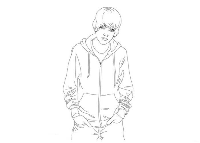 Disegna a mano Justin Bieber da colorare