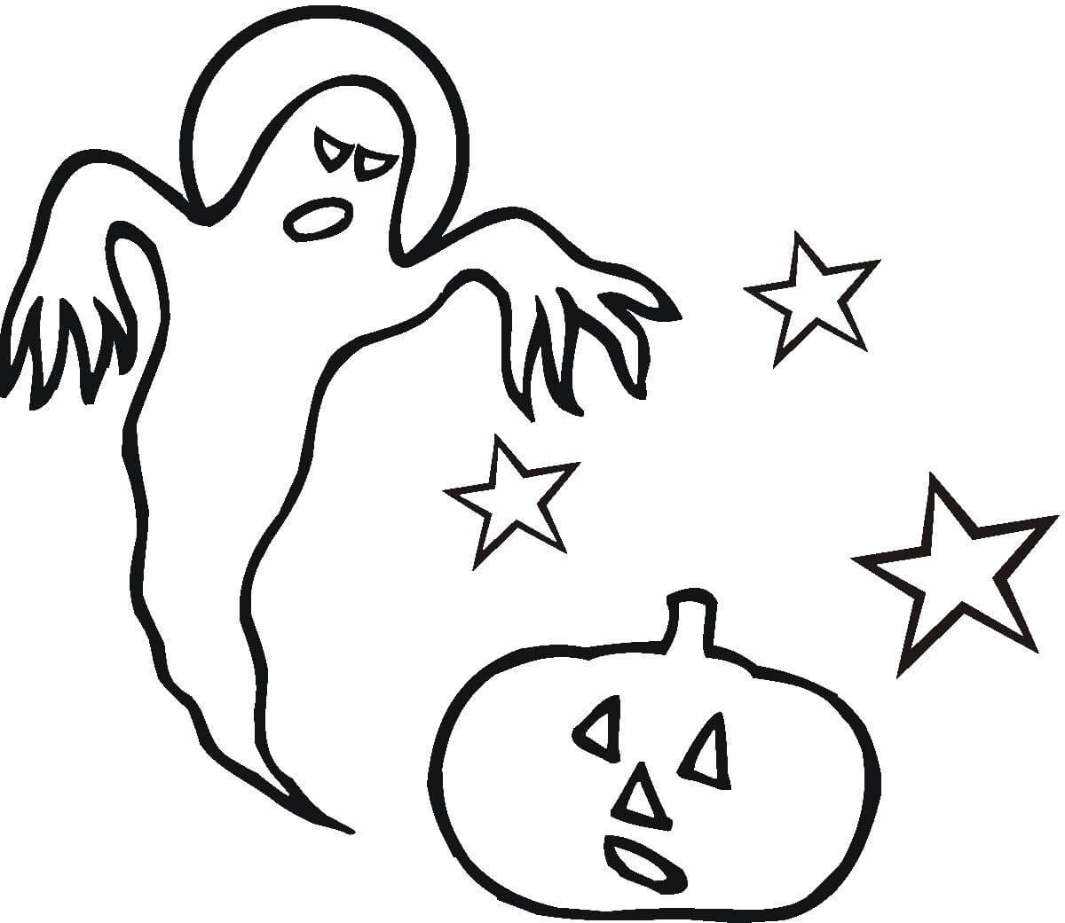 Disegnare il fantasma con la zucca da colorare