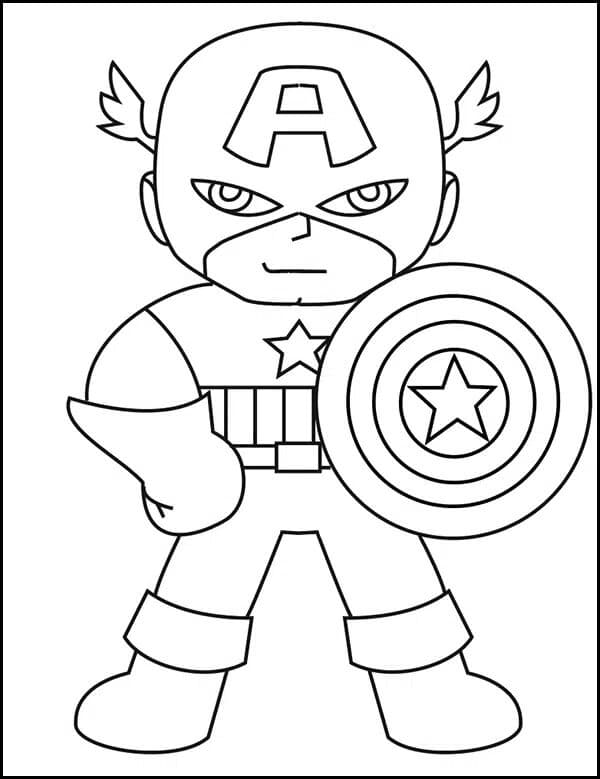 Disegno Capitan America sorridente da colorare