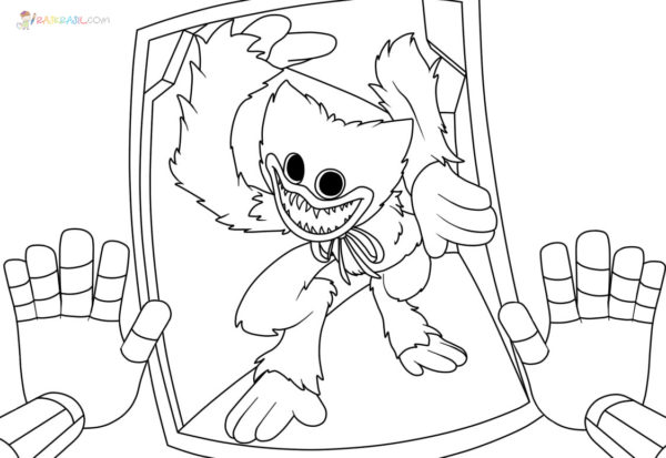 Disegno dettagliata di Huggy Wuggy di Poppy Playtime da colorare