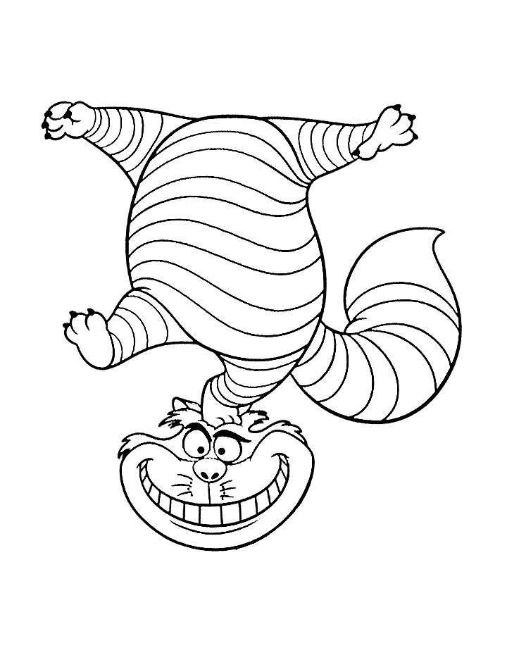 Divertente gatto del Cheshire da colorare