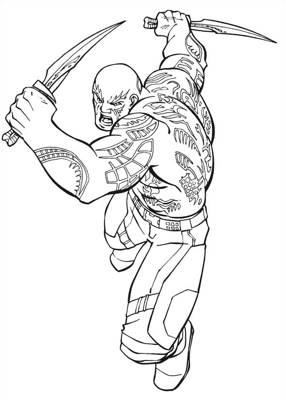 Drax sta combattendo da colorare