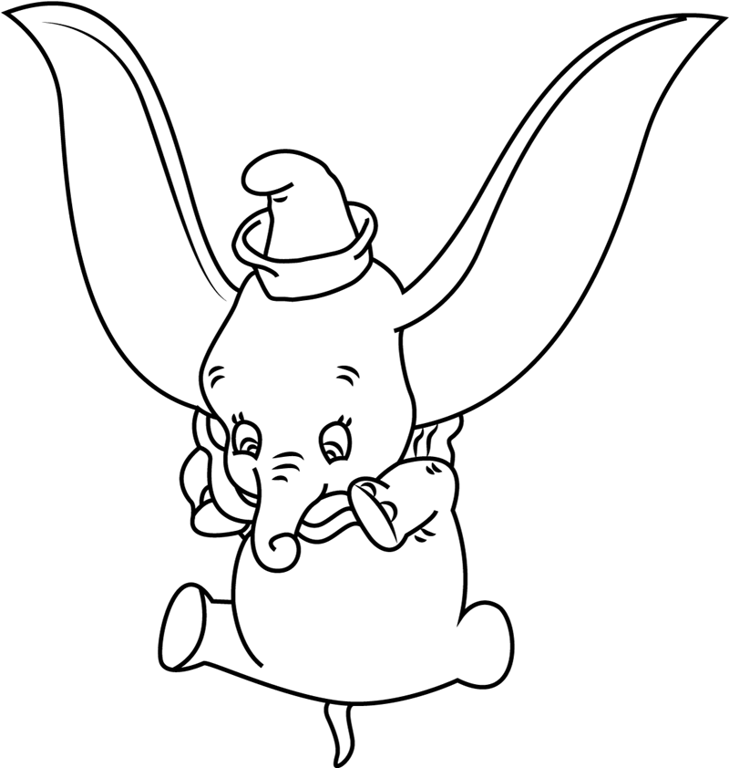 Dumbo che salta da colorare