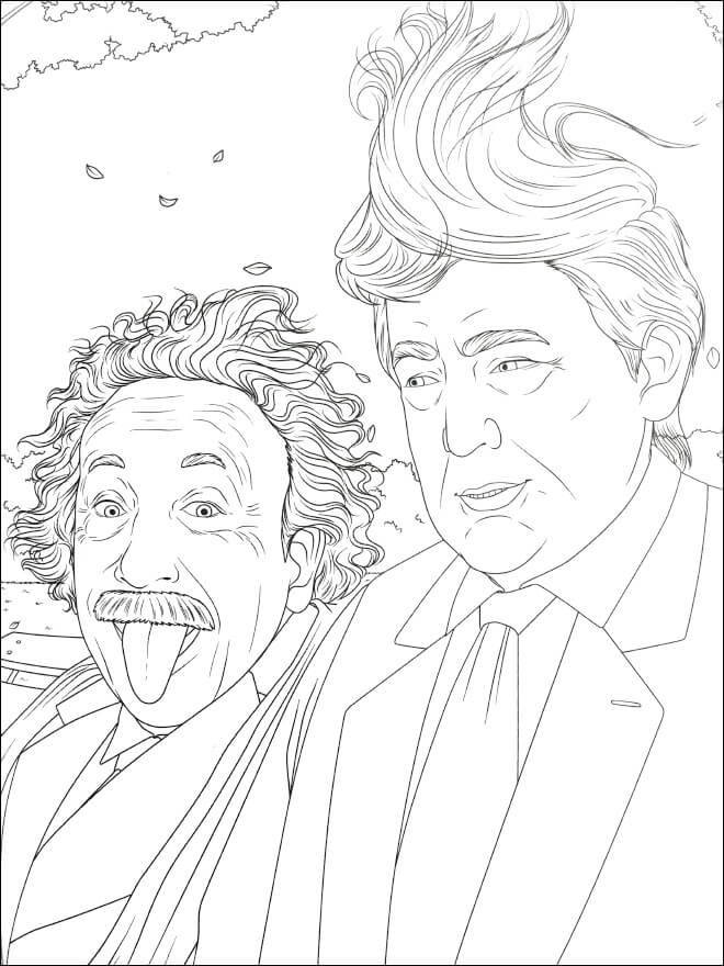 Einstein e Donald Trump da colorare