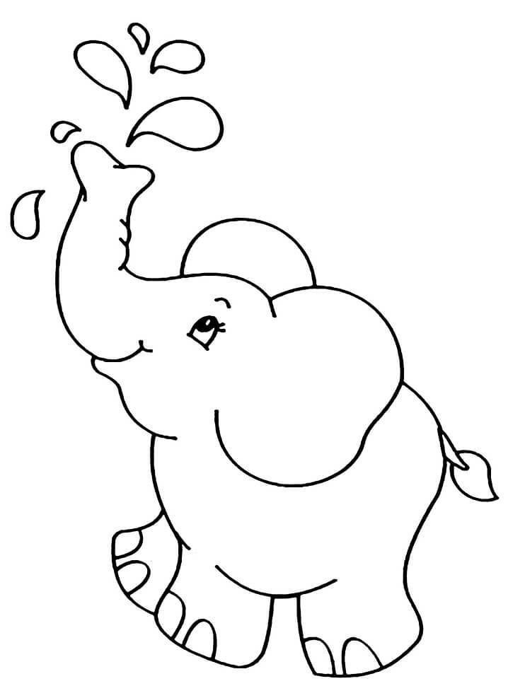 Elefante Kawaii Felice da colorare