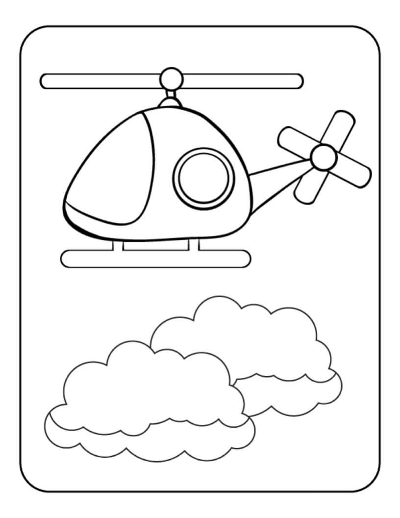 Elicottero Volante in Alto da colorare