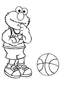 Elmo Gioca a Basket da colorare