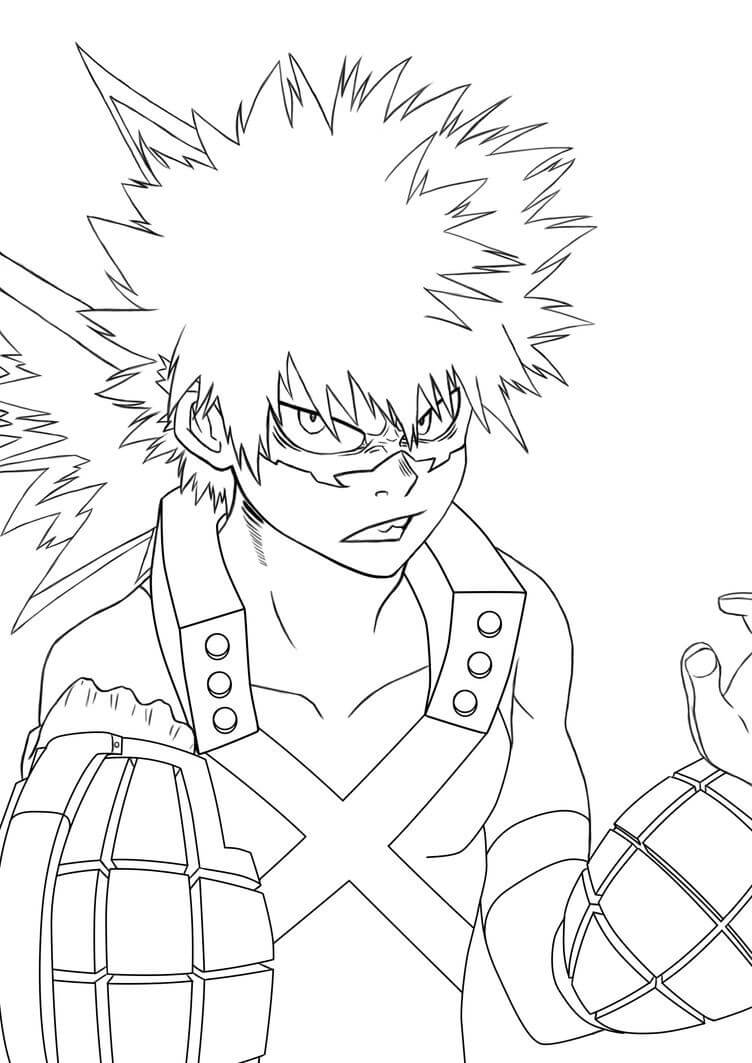 Faccia Katsuki Bakugo Arrabbiata da colorare