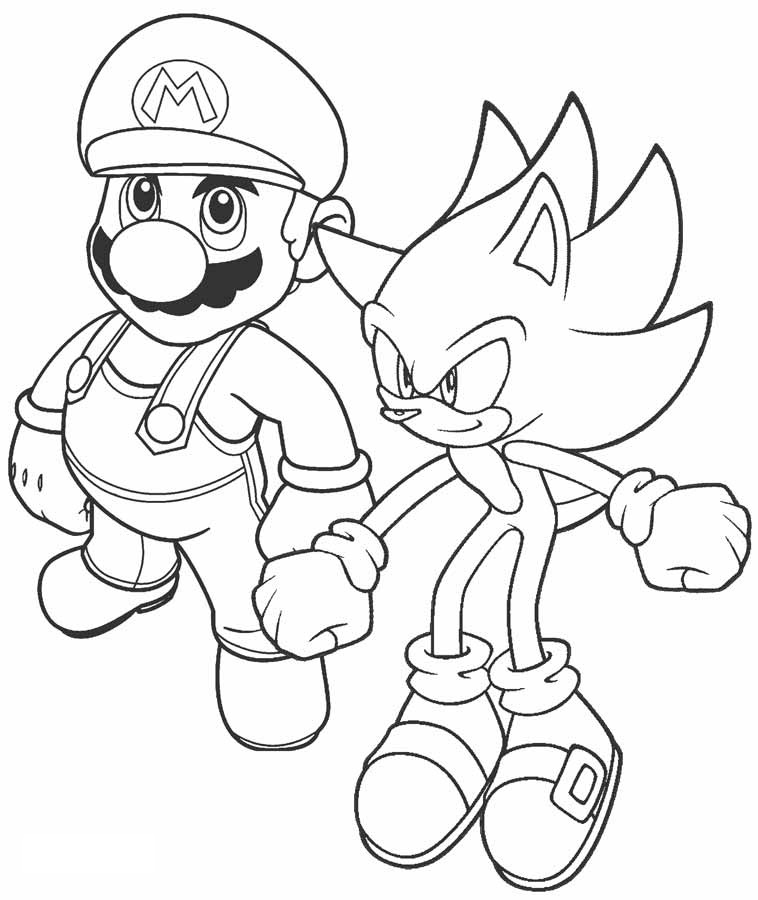 Fantastico Sonic e Mario da colorare