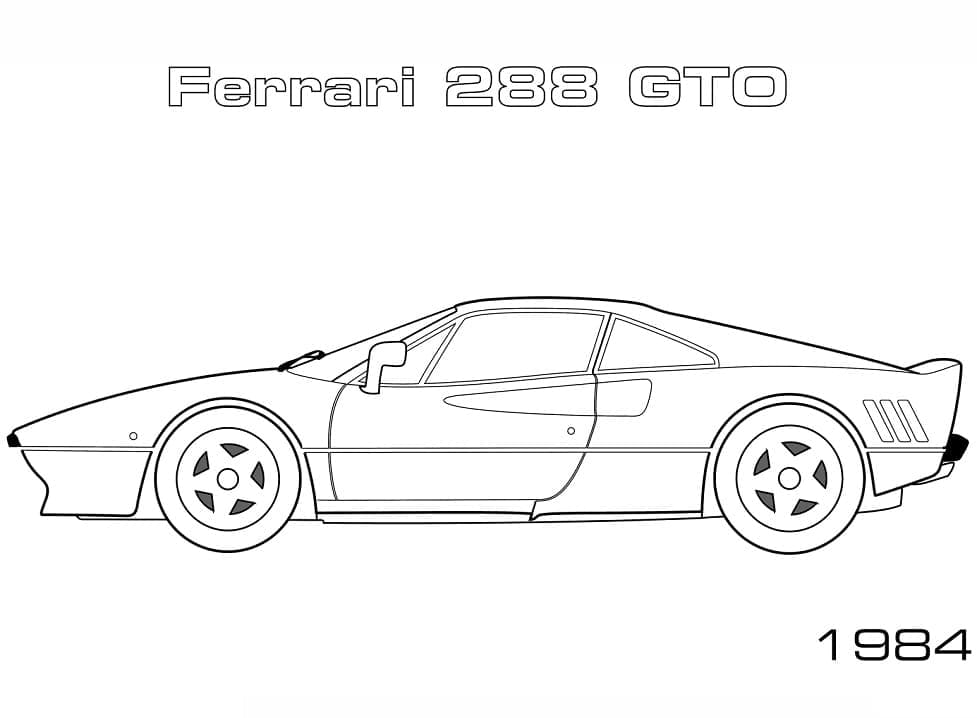 Ferrari 288 GTO del 1984 da colorare