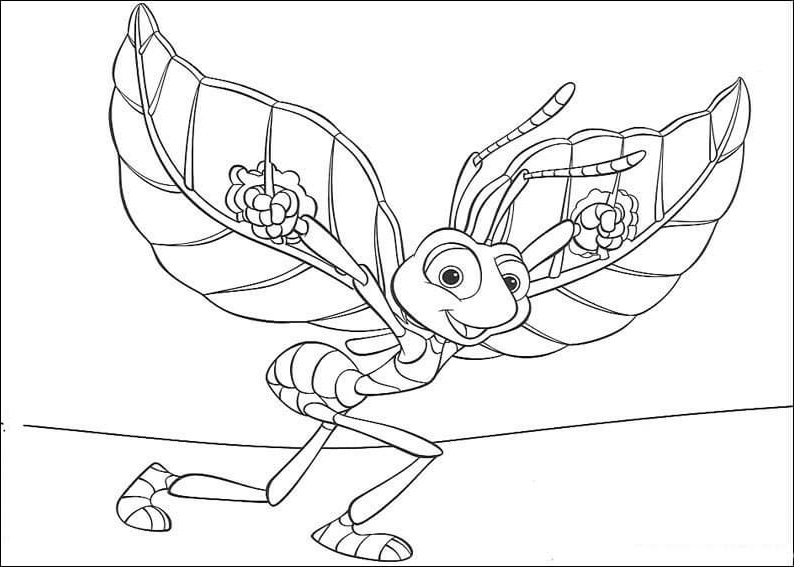 Flik è pronto a volare da colorare